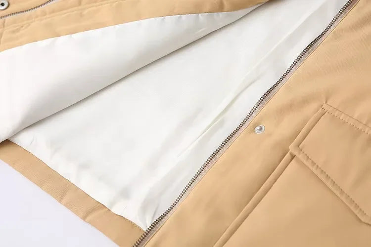 Faux Leather Contrast Sleeve Coat