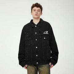 Versatile Distressed Denim Loose Jacket