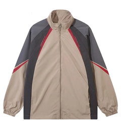 Patchwork Striped Zipper Thin Jacket