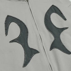 Y2K Embroidered Fire Patchs Hoodie