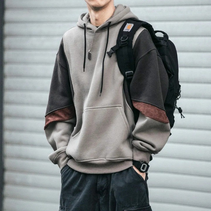 Y2k Loose Fleece Patchwork Hoodie