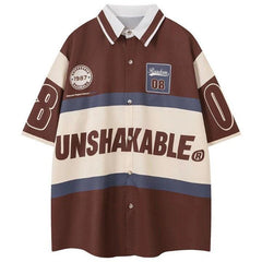 Letter Patchwork Oversized Shirt