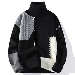 Patchwork Different Color Patched Sweater