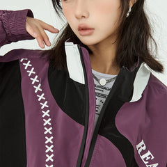 Embroidery Stripe Patchwork Jacket