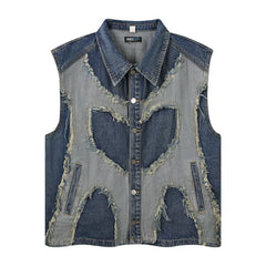 High Street Washed Raw Edge Denim Vest