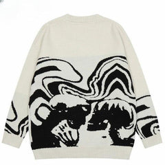 Retro Painting Skull Graphic Sweater