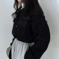 Cropped Denim Buttoned Jacket