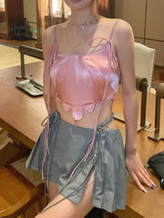 Y2k Split Pleated Mini Skirts