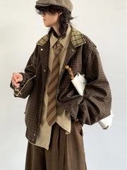 Neo-Vintage Plaid Polo Jacket