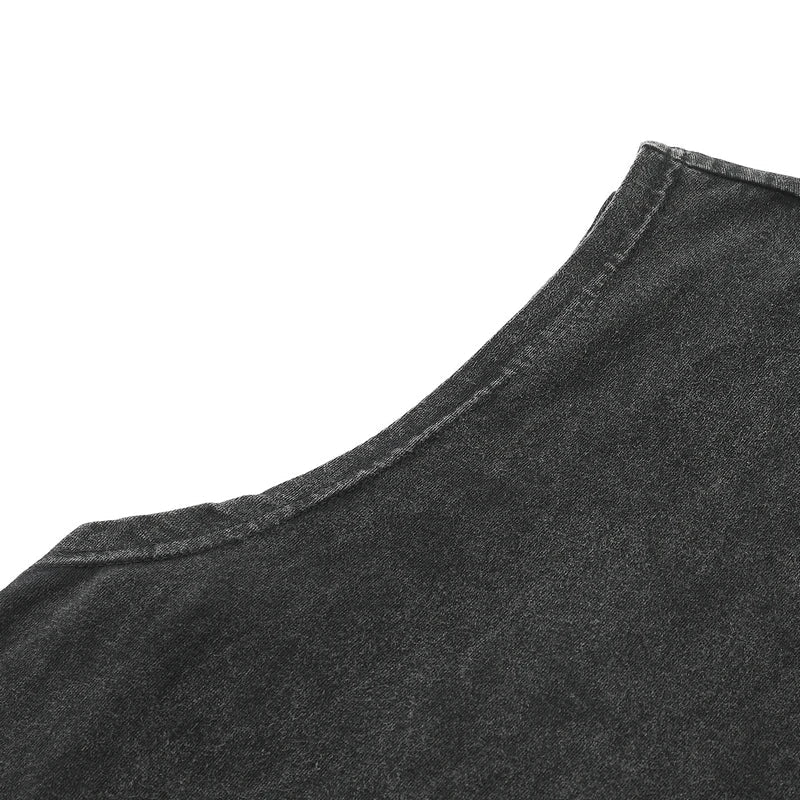 Art Letter Washed Distressed Vest