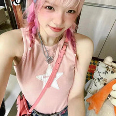 Y2K Ribbed Star Crop Top