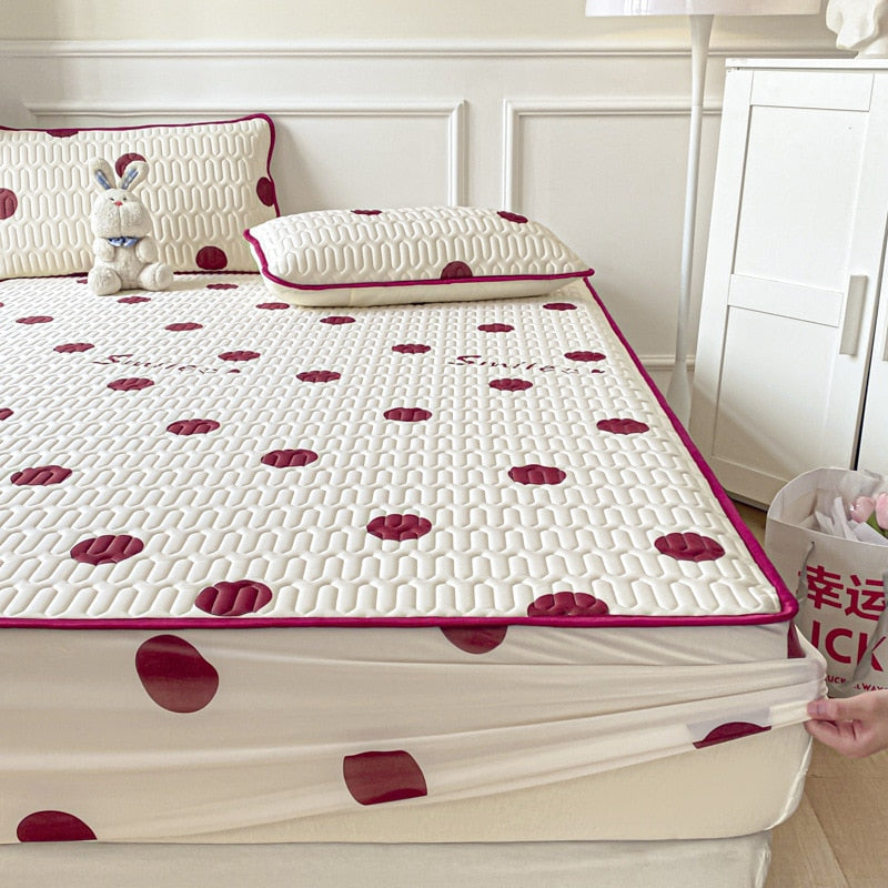High Quality Thicken Latex Fitted Bed Sheet Set for Summer Cool Own Bed Mat Kit Soft Breathable Cooling Mattress Protector Cover