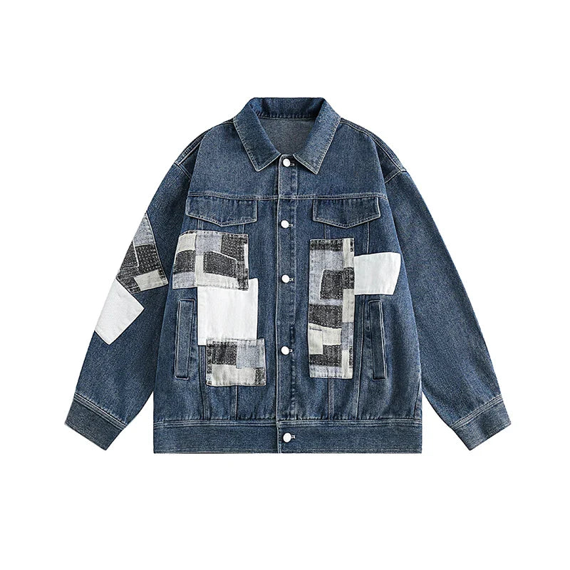 Color Block Patches Denim Jacket