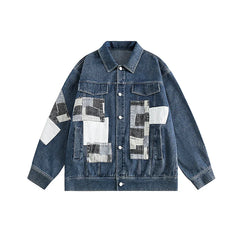 Color Block Patches Denim Jacket
