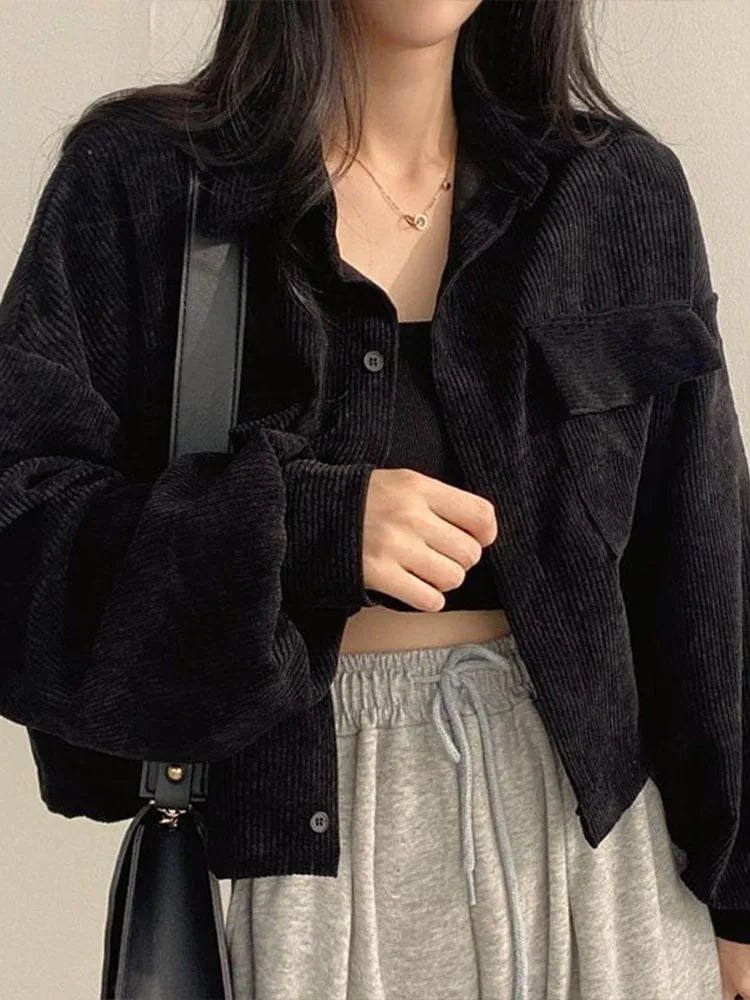 Cropped Denim Buttoned Jacket