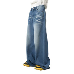 Eclipse Washed Fold Wide-Leg Jeans