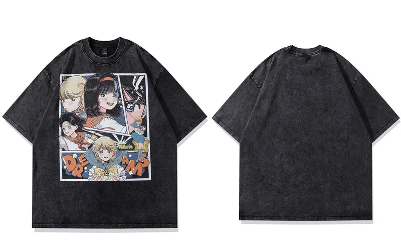 Y2k Anime Comic Washed T-Shirt
