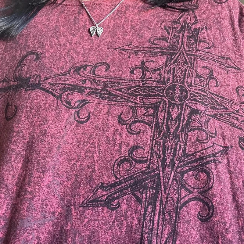 Y2K Cyber Goth Loose Top
