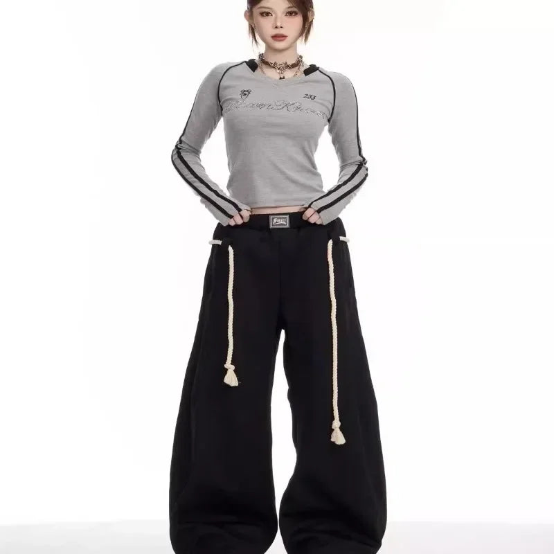 Y2k Laced Vintage Ease Wide Leg Pants
