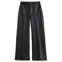 High Waist Black Leather Pant