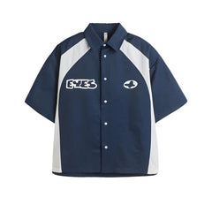 Patchwork Short-sleeved Eyes Shirt