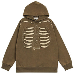 Vancarhell Skeleton Ribcage Acid Wash Hoodie