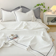 Korean Style Quilting Summer Comforter Bedding Sets Princess Bubble Yarn Quilted Quilt for Summer Skin-friendly Double Blanket