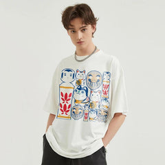 Japanese Cat Graphic Printed T-Shirt