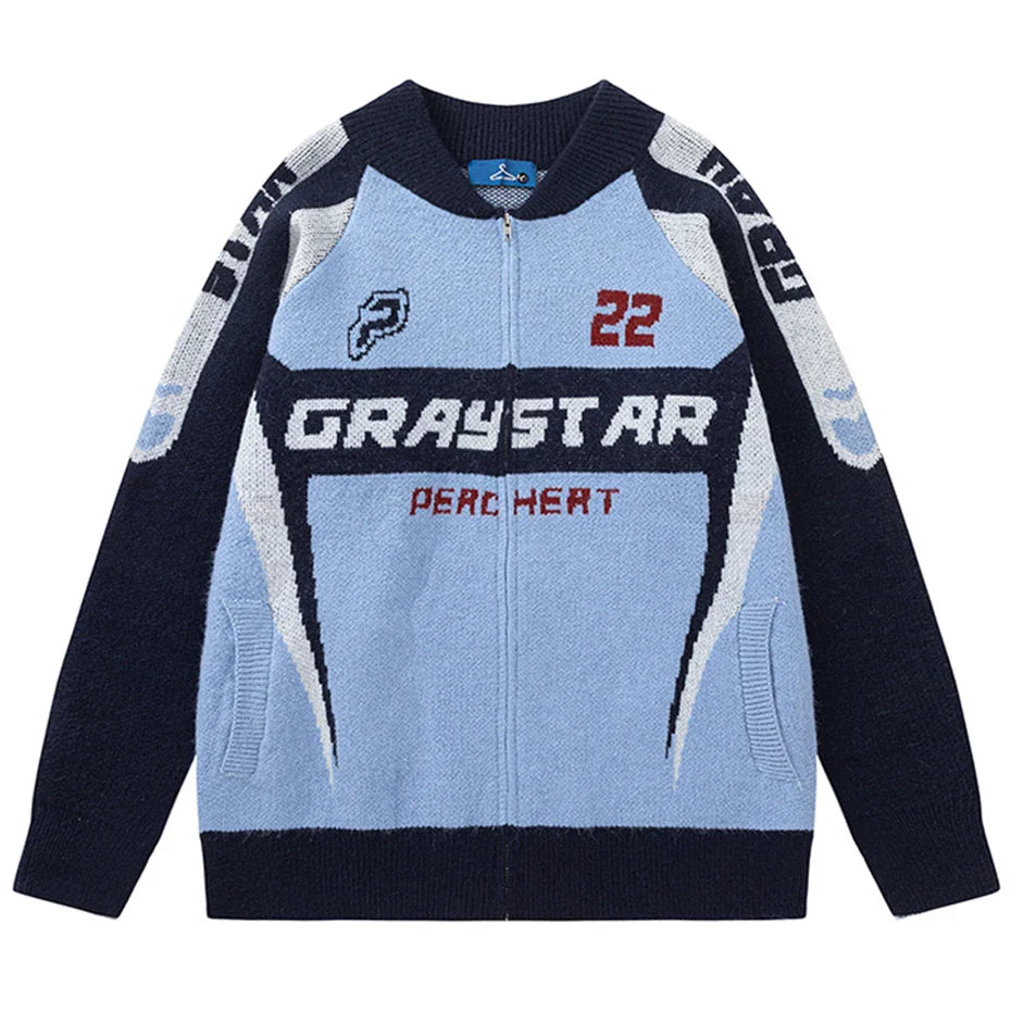 Gray Star Zippered Hip Hop Jacket