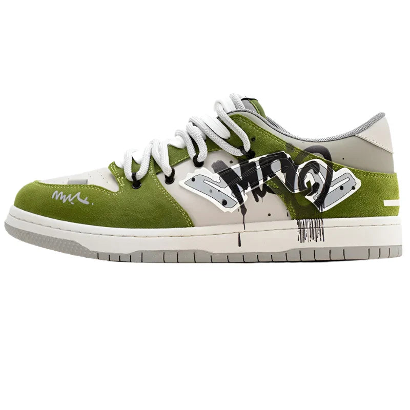 Green Stride Leather Sneakers