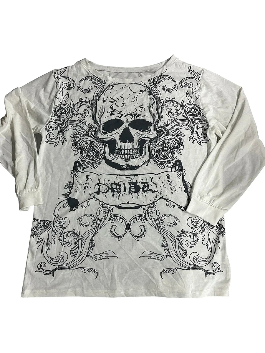 Punk Skull Off-Shoulder Sweater