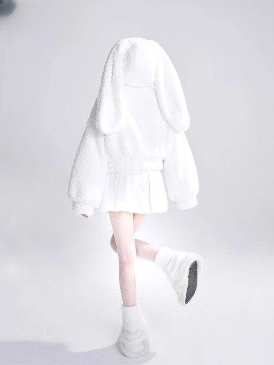 Sweet Bunny Ears Faux Fur Coat