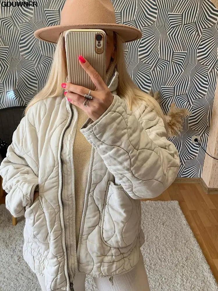 Vintage Pocket Drawstring Women's Coat