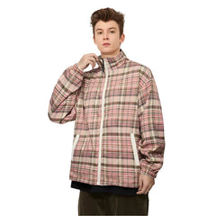 Reversible Stand Collar Plaid Jacket