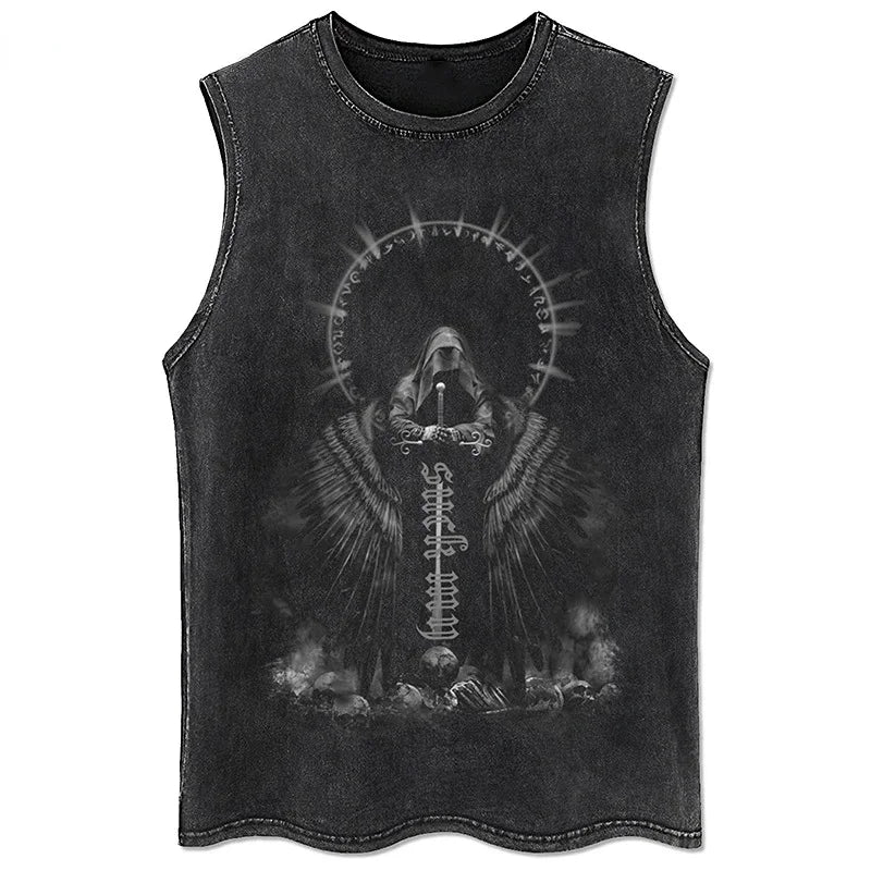 Retro Washed Holy Sword Judgment Vest
