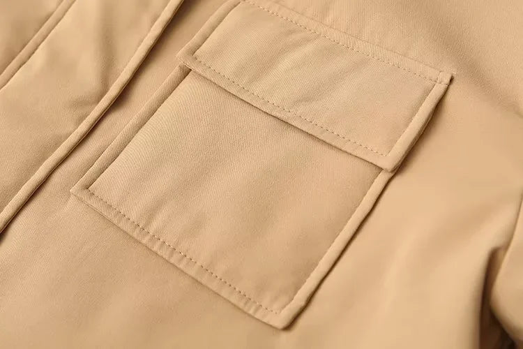Faux Leather Contrast Sleeve Coat