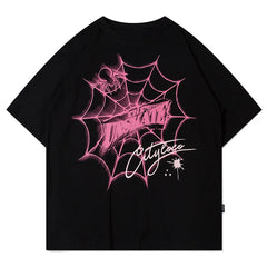 Y2K Spider Web Letter Printed T-Shirt