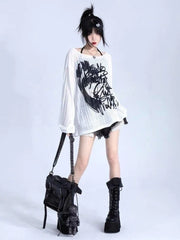 Y2k Graffiti Rebel Wrap Sweater