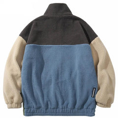 Patchwork Color Blocks Furry Jacket