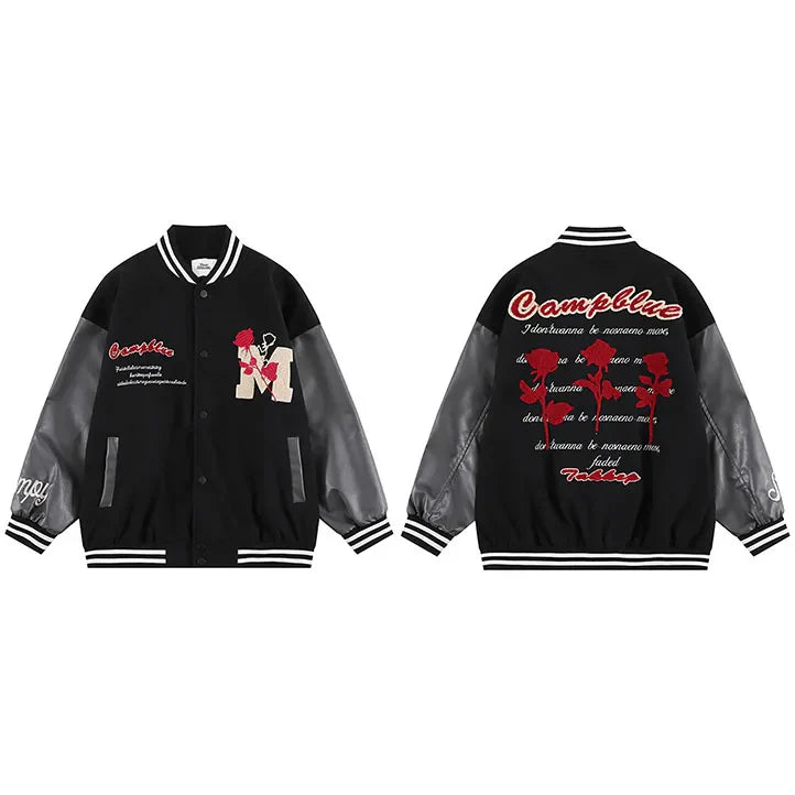 Harajuku Floral Rose Varsity Jacket