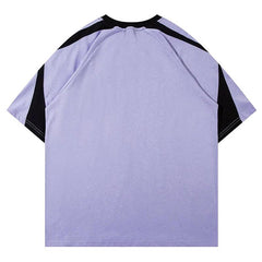 Retro Patchwork Oversized Striped T-Shirt