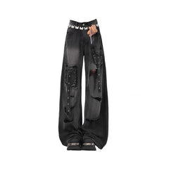 Y2K Ripped Gothic Cargo Jean