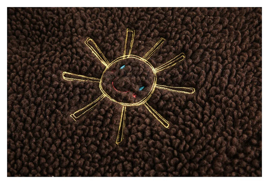 Embroidered Fleece Button-Up Jacket