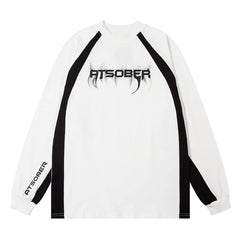 Stripped Letter Printed Sweatshirt