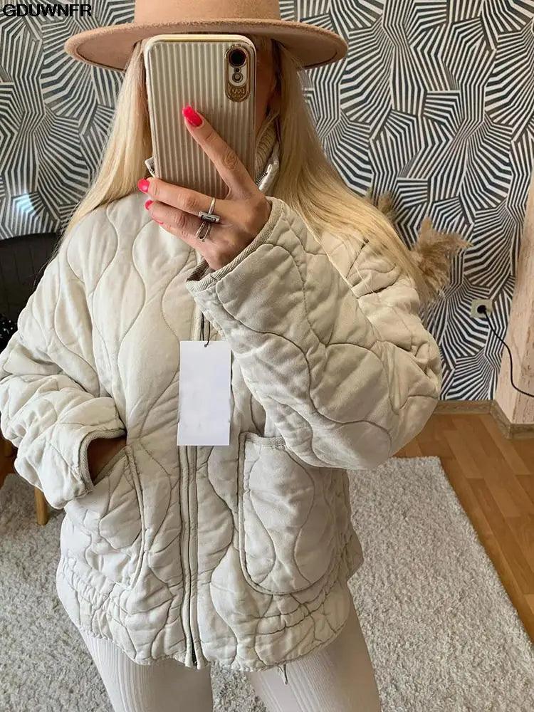 Vintage Pocket Drawstring Women's Coat