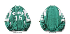 Retro Double-sleeved Green Varsity Jacket