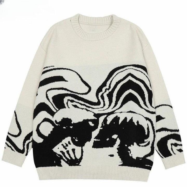 Retro Painting Skull Graphic Sweater