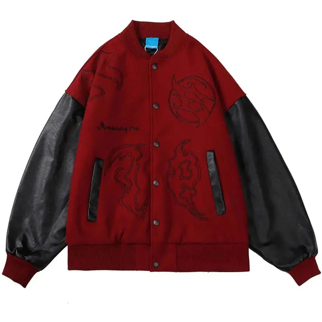 Flame Insignia Baseball Jacket