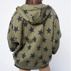 Y2K Star-Print Oversized Hoodie