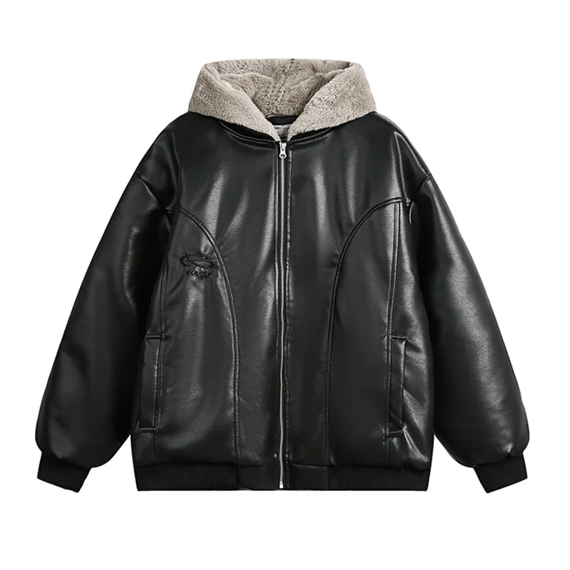 Leather Fake Two Piece Jacket